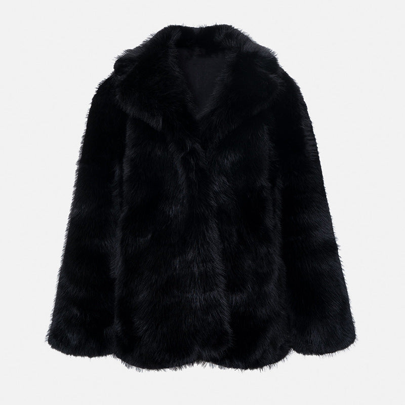 Damen Flauschige Kunstpelzjacke mit weiter Silhouette R&B