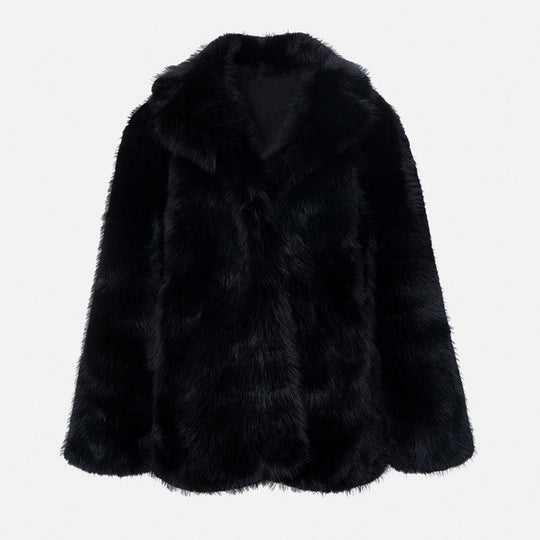 Damen Flauschige Kunstpelzjacke mit weiter Silhouette R&B