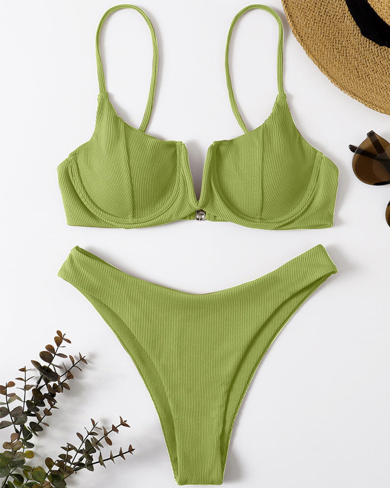 Damen Push-Up Bikini-Set mit elegantem Rippendesign R&B