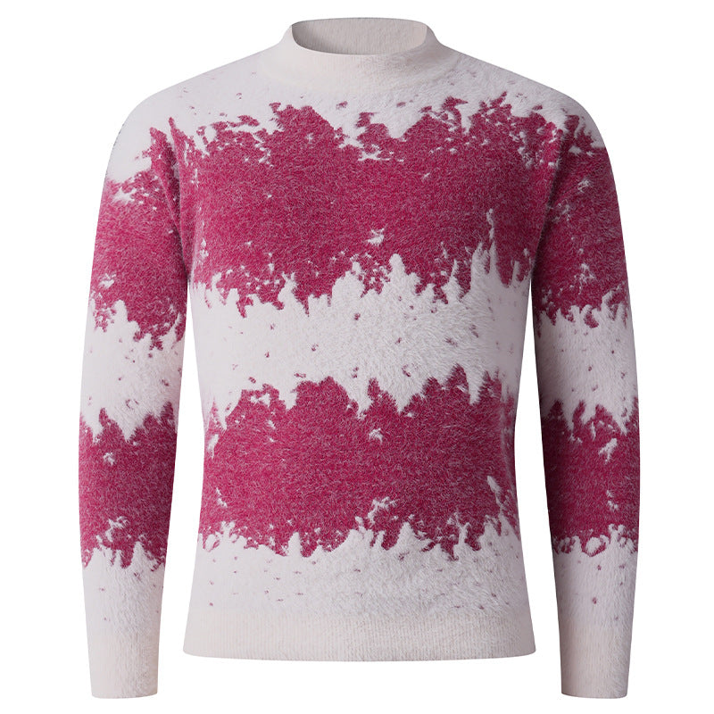 Damen kreativer Strickpullover mit hohem Kragen und einzigartigem Muster