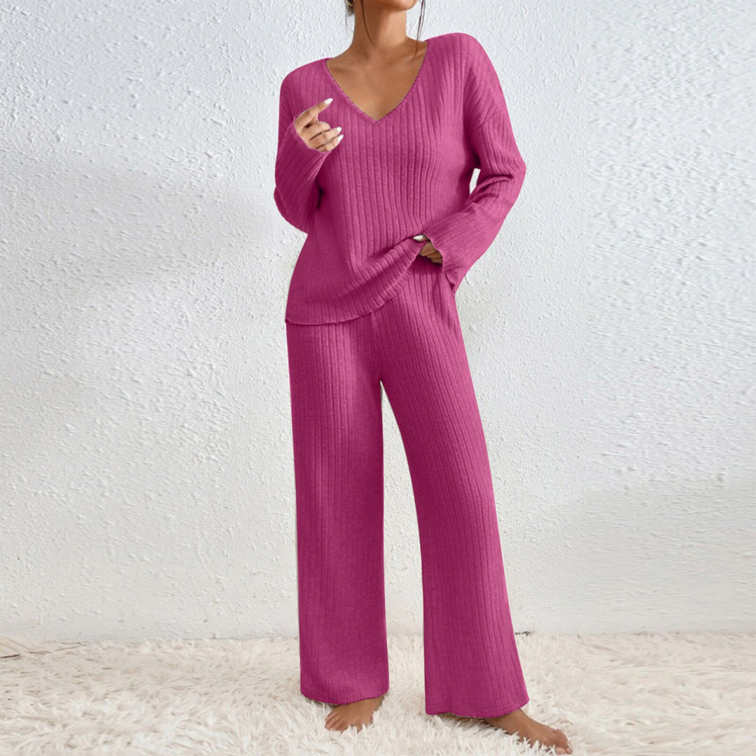 Damen Lässiges Strick-Loungewear-Set R&B