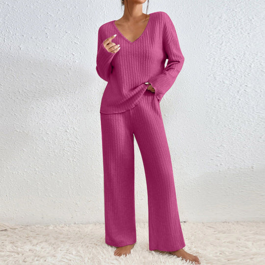 Damen Lässiges Strick-Loungewear-Set R&B