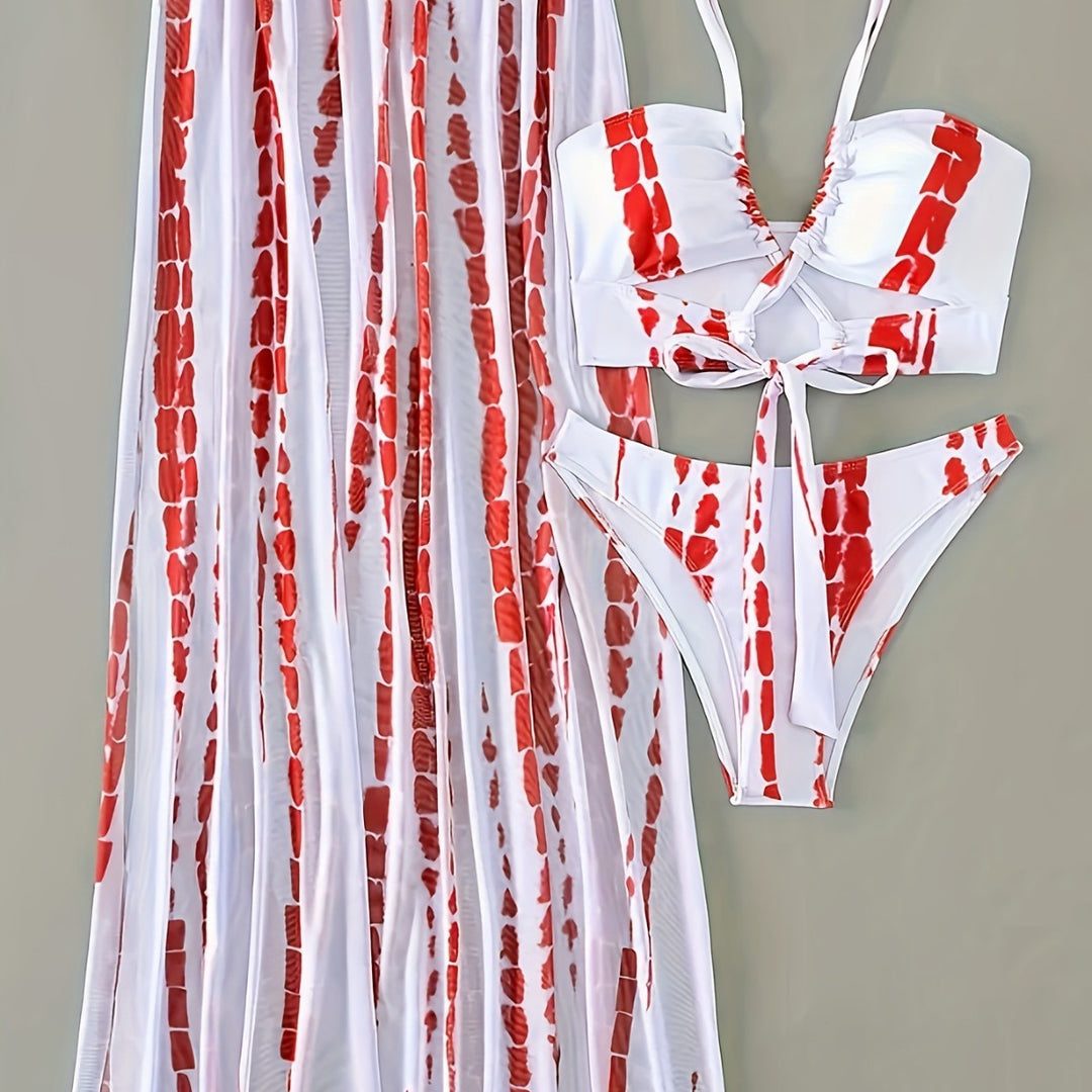 Damen Bikini-Set mit elegantem Wickelrock und modischem Triangel-Top R&B