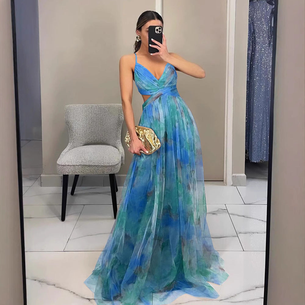Damen Abendkleid mit fließendem Chiffon und eleganter Wickeloptik R&B