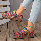 Damen Freizeitschuhe mit buntem Textilmuster und bequemer Gummisohle R&B