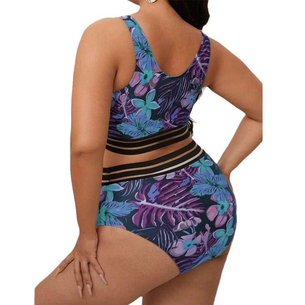 Damen Bunt gemusterter Bikini mit breitem Unterbrustband R&B