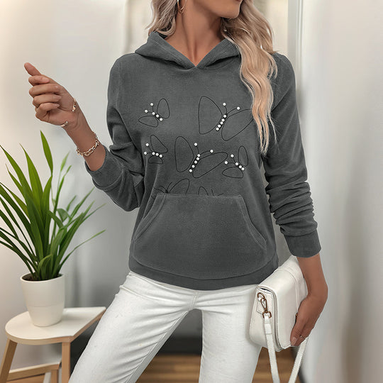 Damen lässiger Kapuzenpullover mit dekorativen Akzenten R&B