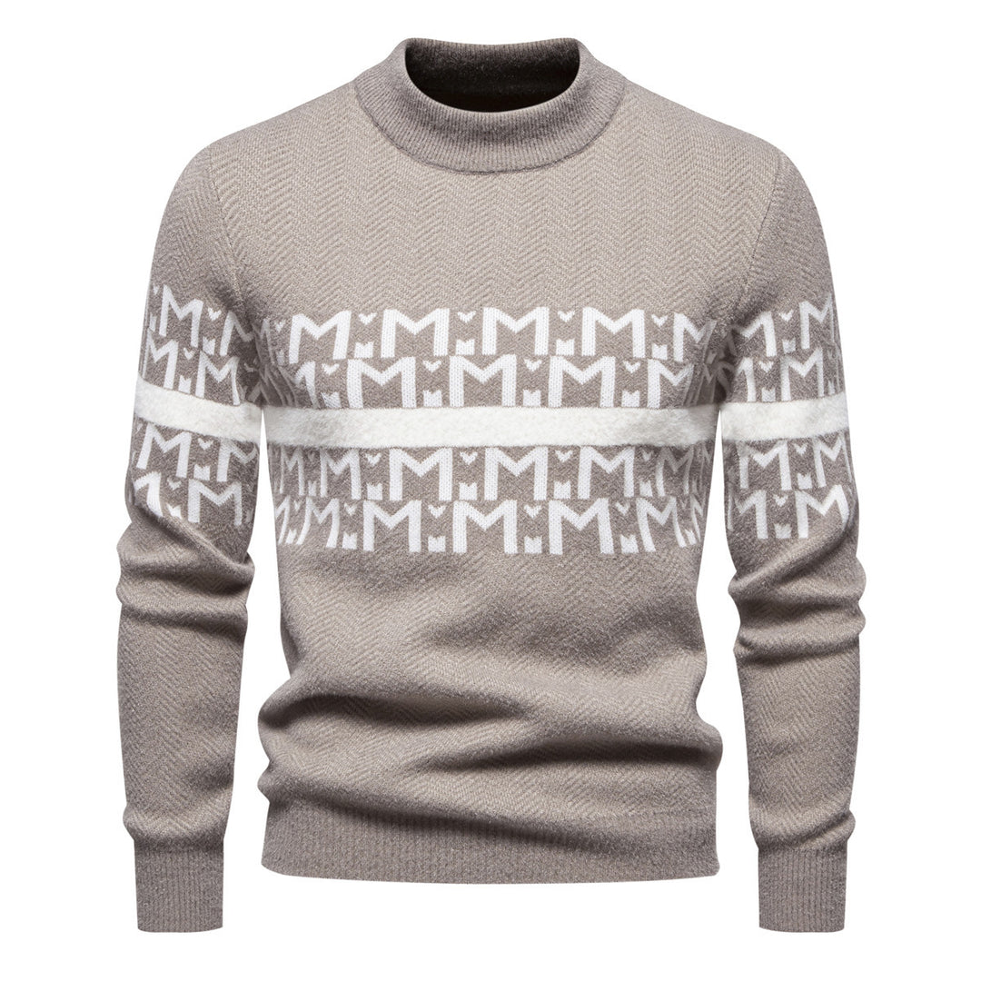 Herren Strickpullover mit modernem Zopfmuster und hohem Stehkragen R&B