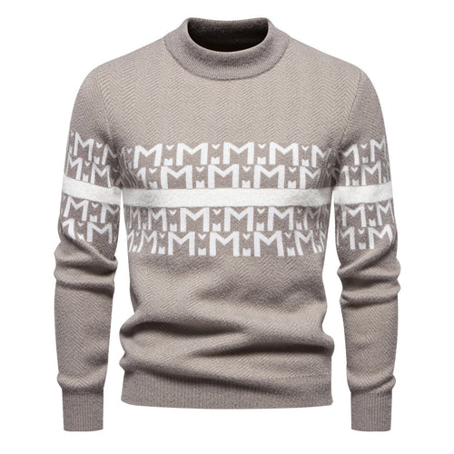 Herren Strickpullover mit modernem Zopfmuster und hohem Stehkragen R&B