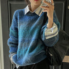 Damen Flauschiger Pullover mit strukturiertem Farbverlauf und weitem Schnitt
