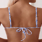 Damen Triangel-Bikini mit elegantem Blumenmuster und verstellbaren Trägern R&B