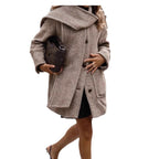Damen modische Wolljacke mit Chevron-Muster und kuscheligem Schnitt R&B