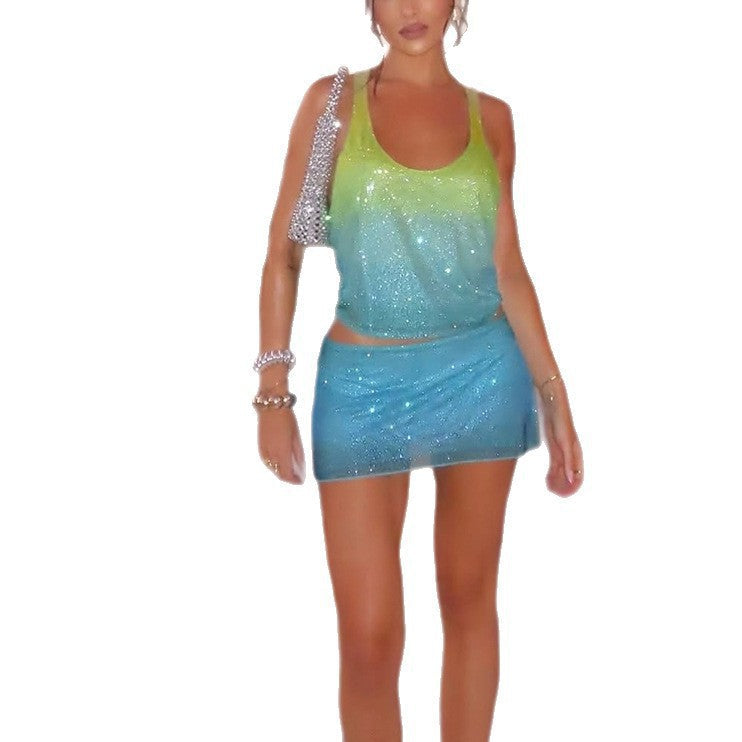 Damen glitzerndes Strandoutfit R&B