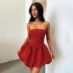 Damen elegantes Bandeaukleid mit voluminösem Rock R&B