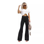 Damen Modische Hochbund-Flared-Jeans R&B