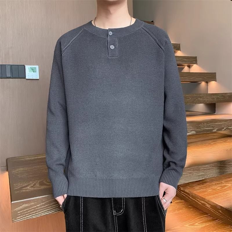 Herren Strickpullover mit umschaltbarem Kragen und hochwertiger Textur R&B