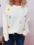 Damen Pullover mit verspieltem Bären-Motiv und dekorativen Applikationen R&B
