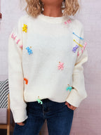 Damen Pullover mit verspieltem Bären-Motiv und dekorativen Applikationen R&B