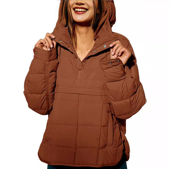Damen lässige Winterjacke mit Steppdesign und Kragen R&B