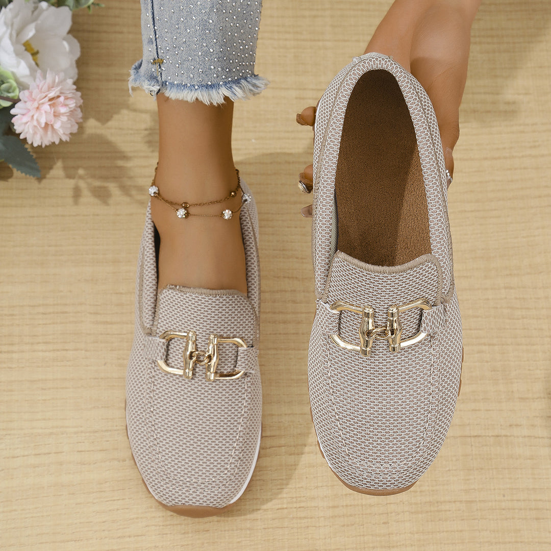 Damen Komfortable Slip-Ons mit atmungsaktivem Mesh-Obermaterial und stilvollen Schnallen R&B