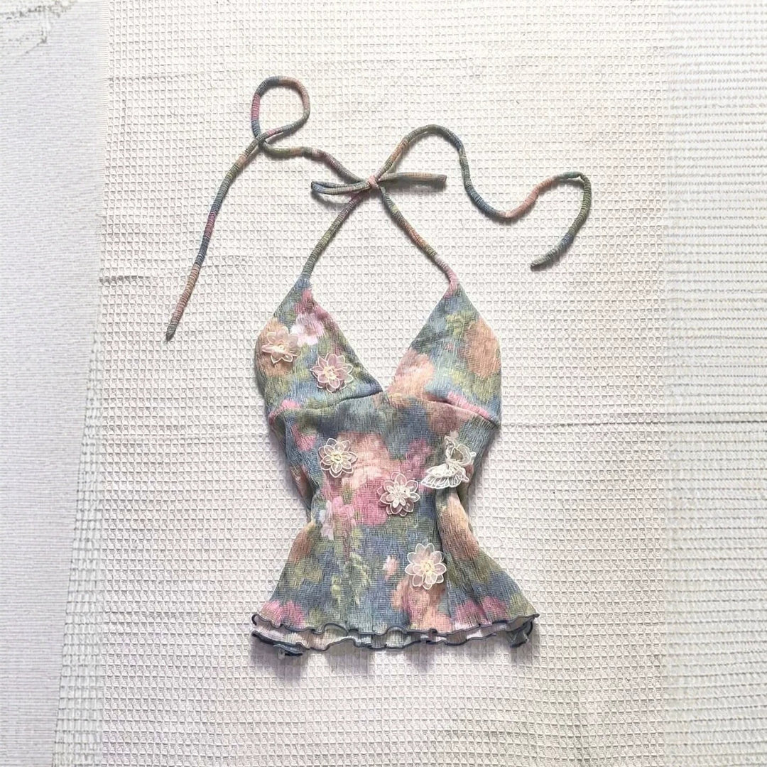 Damen zartes Sommer-Top mit floralen Details R&B