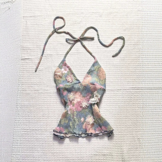 Damen zartes Sommer-Top mit floralen Details R&B