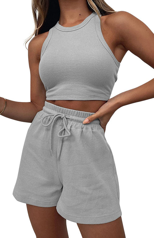 Damen hochwertiges Sport-Set mit Racerback-Top und Shorts R&B