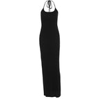 Damen elegantes Maxi-Kleid mit schmeichelndem Schnitt und raffiniertem Halterneck R&B