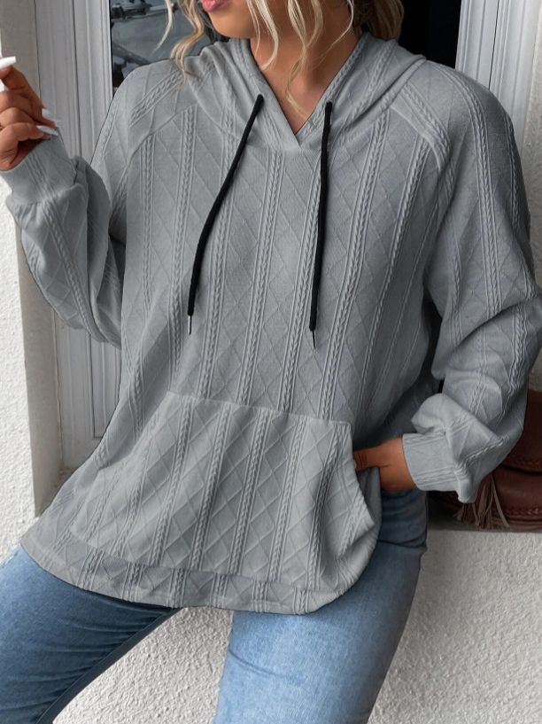 Damen halsferne Kapuzenpullover mit strukturiertem Design R&B