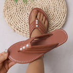 Damen elegante Zehengreifer-Sandalen mit Perlenverzierung R&B