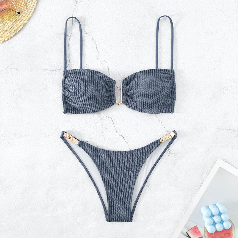 Damen Triangel-Bikini mit elegantem Stützband und modischen Akzenten R&B