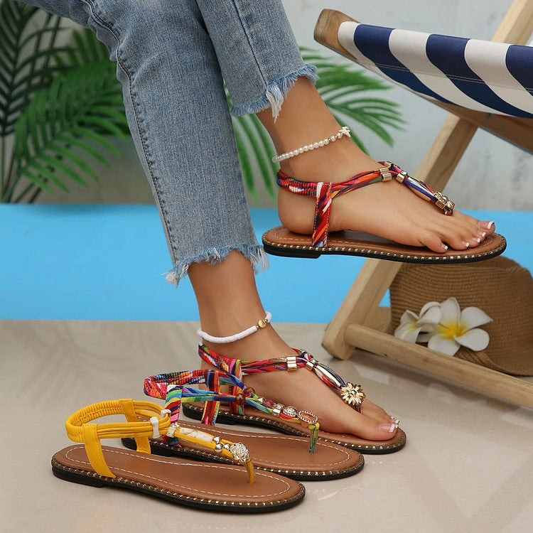 Damen Glitzernde Zehentrenner-Sandalen mit luxuriösen Schmuckdetails R&B