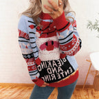 Damen Weihnachts-Pullover mit kreativem Rentier-Motiv und fröhlichem Design R&B