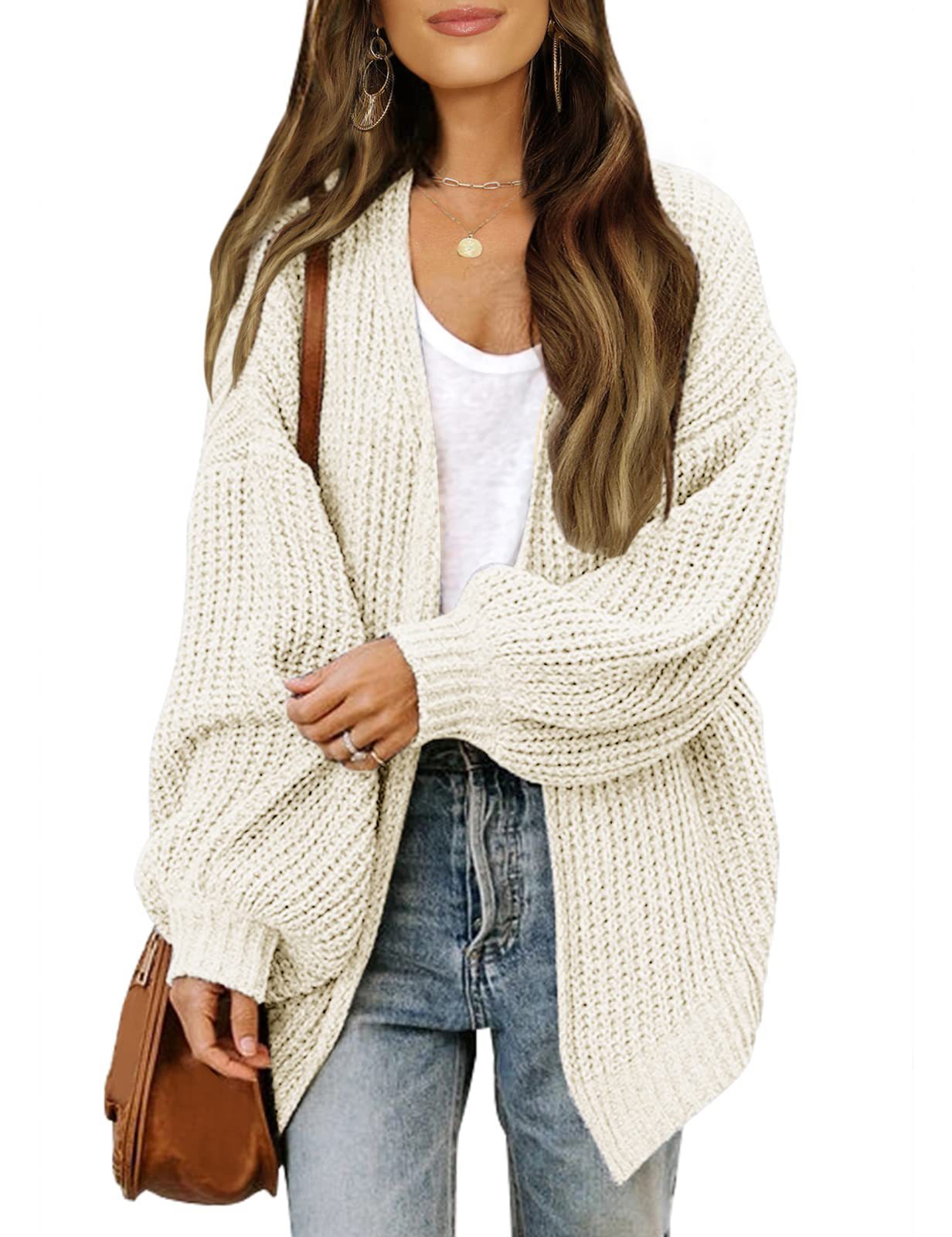 Damen Grob gestrickter Cardigan mit überschnittenen Schultern