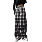 Damen Weite Karohose mit elastischem Bund und Kordelzug R&B