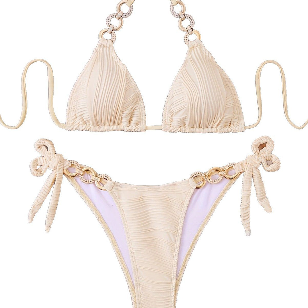 Damen Triangel-Bikini mit raffiniertem Rüschendesign und hochwertigen Ringdetails R&B