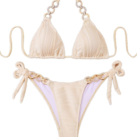 Damen Triangel-Bikini mit raffiniertem Rüschendesign und hochwertigen Ringdetails R&B