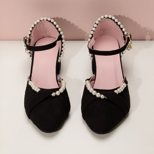 Damen Elegante Absatzsandalen mit zarter Perlenverzierung und komfortablem Blockabsatz R&B