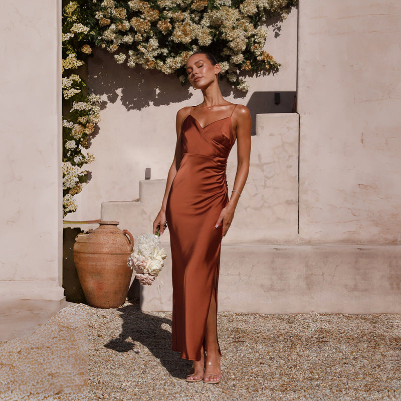 Damen Elegantes Abendkleid mit tiefem V-Ausschnitt und figurbetontem Schnitt R&B