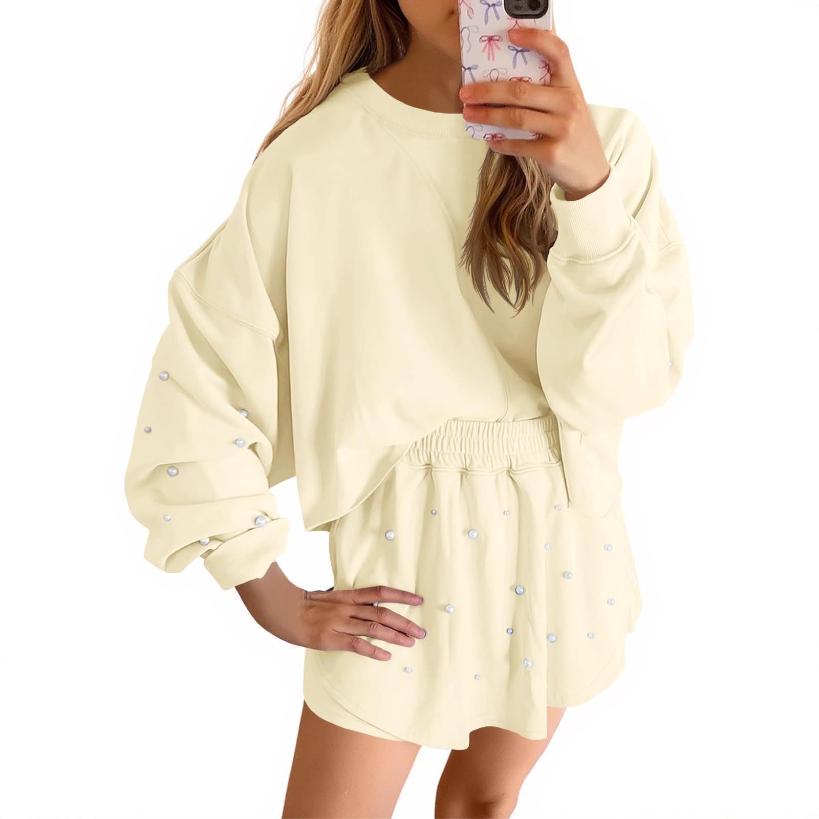 Damen Sportliches Sweatshirt- und Rock-Set R&B