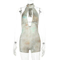 Damen eleganter Halter-Jumpsuit mit tiefem V-Ausschnitt und verspieltem Rüschendetail R&B