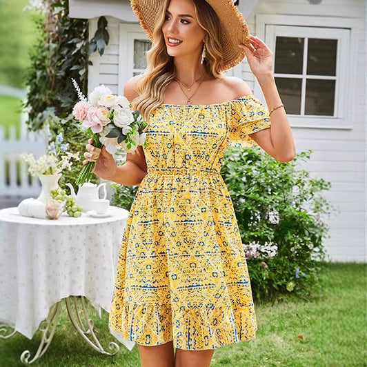 Damen lässiges Sommerkleid mit Rüschendetails R&B