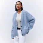 Damen Weicher Cardigan aus Mohair mit Knöpfen R&B