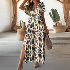 Damen Maxikleid mit elegantem V-Ausschnitt und seitlichen Schlitzen R&B