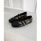 Damen Ballerinas mit doppeltem Riemen und modischer Schnallenverzierung