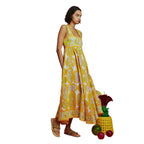 Damen Maxikleid mit verspieltem Paisley-Design und schmalem Taillengürtel