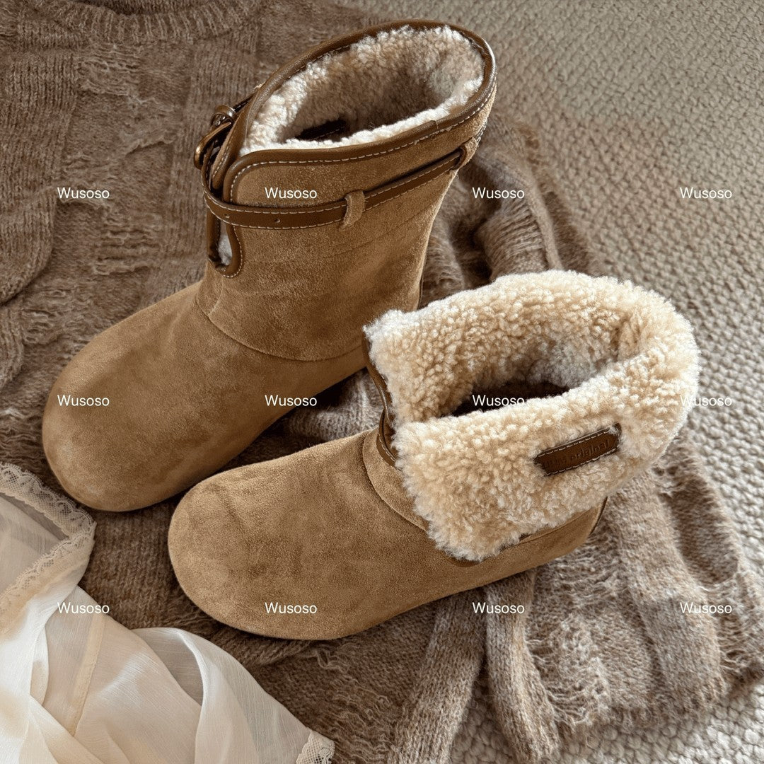 Damen Fluffy Winterboots aus hochwertigem Veloursleder mit kuscheligem Innenfutter R&B