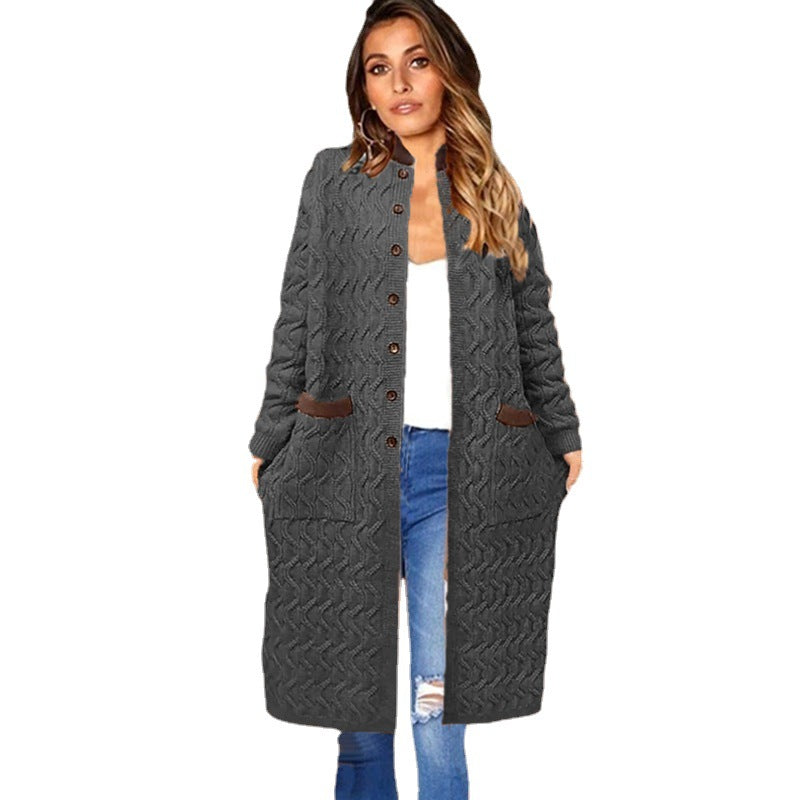 Damen Strickmantel mit tiefen Taschen und Knopfdetails R&B