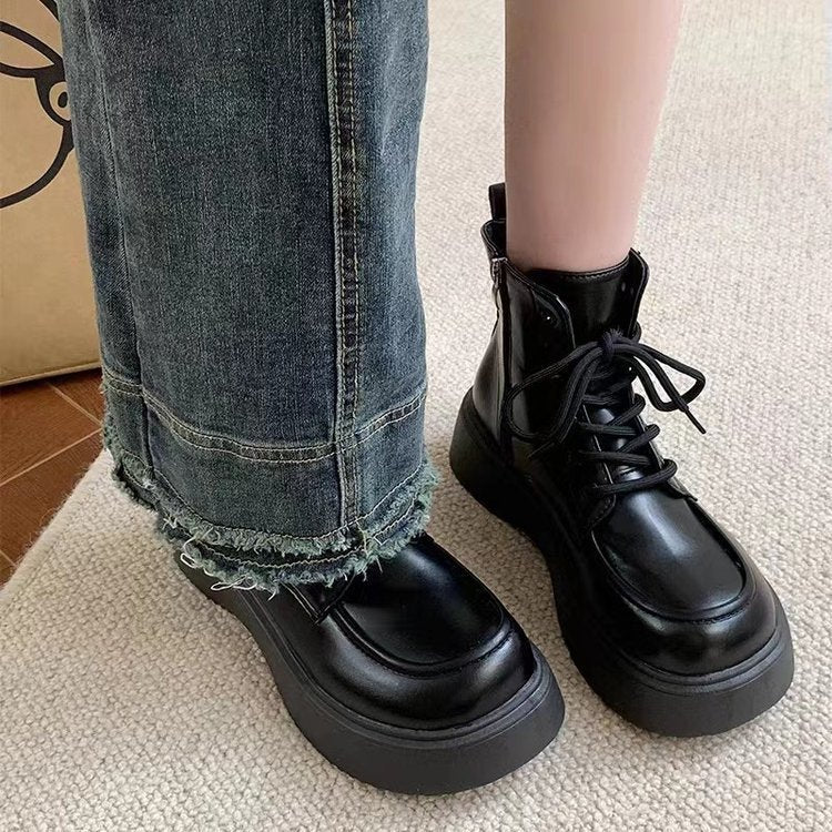 Damen Modische High-Top Stiefel mit robuster Plattformsohle und stylischem Schnürsystem R&B