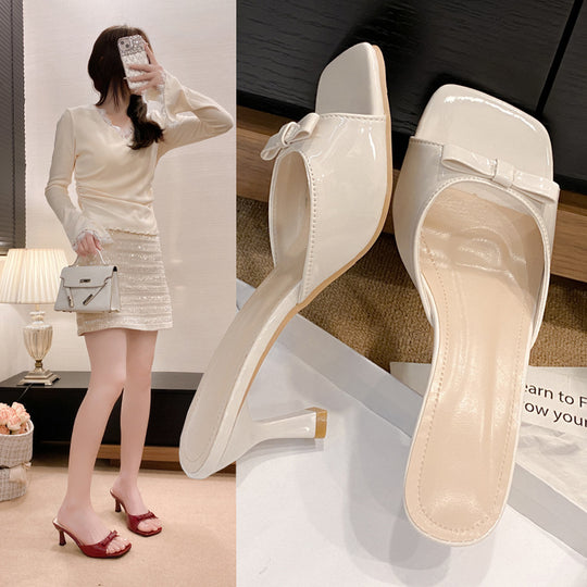 Damen elegante Absatzsandalen mit modischer Schleifenapplikation R&B